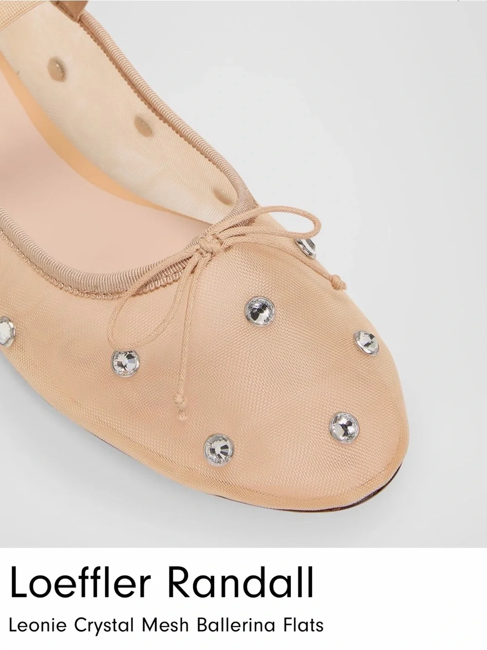 Loeffler Randall Nude Crystal Mesh Ballerina Flat with Bow- Size 8
